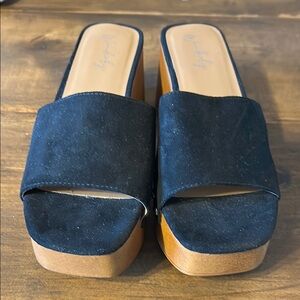 Women's Black Wedge Sandals